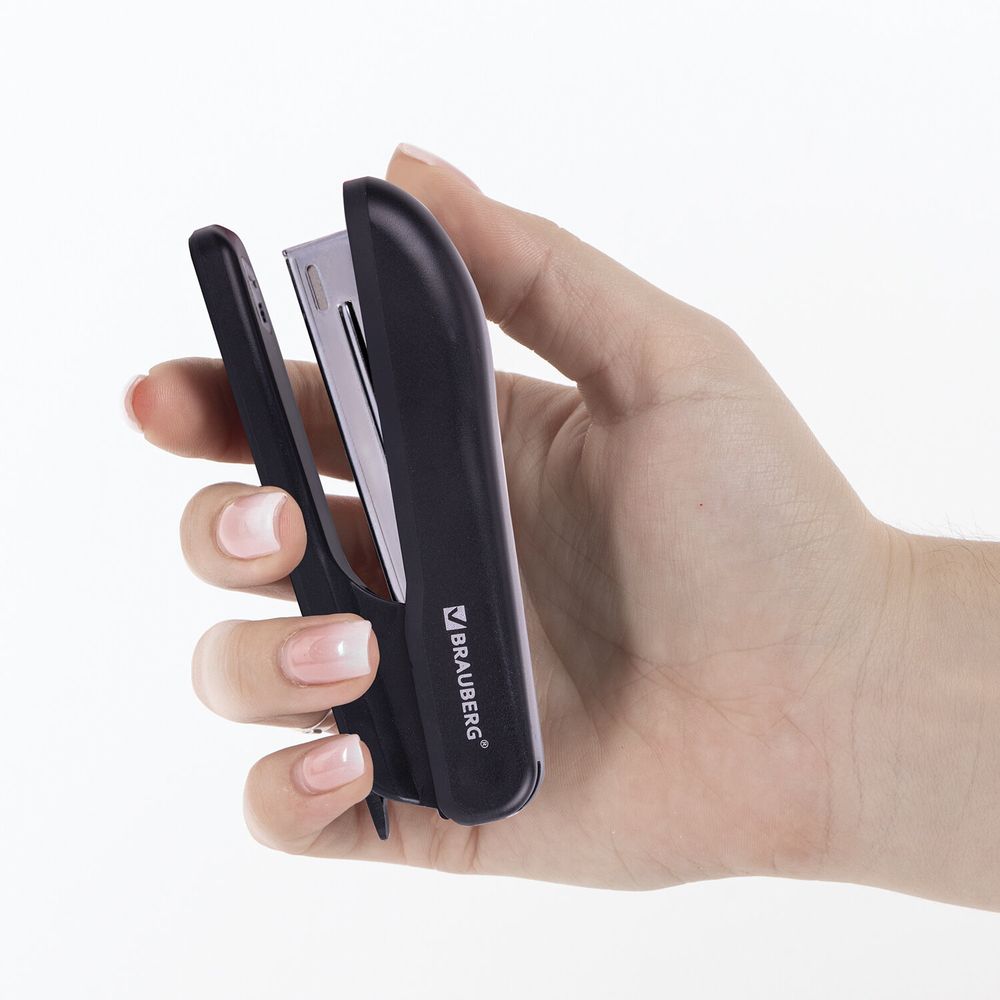 Степлер №10 BRAUBERG "SX-19", до 12 листов, с антистеплером, черный