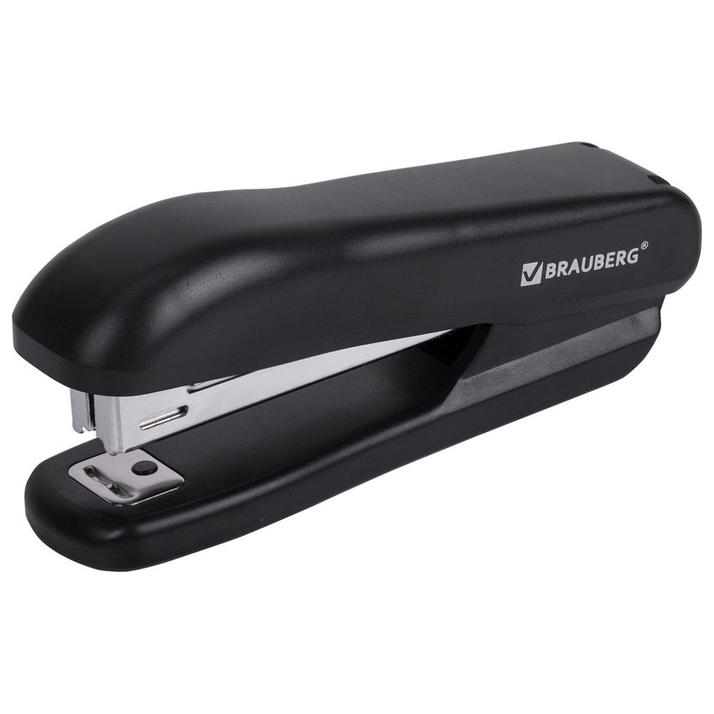 Степлер №10 BRAUBERG "SX-19", до 12 листов, с антистеплером, черный