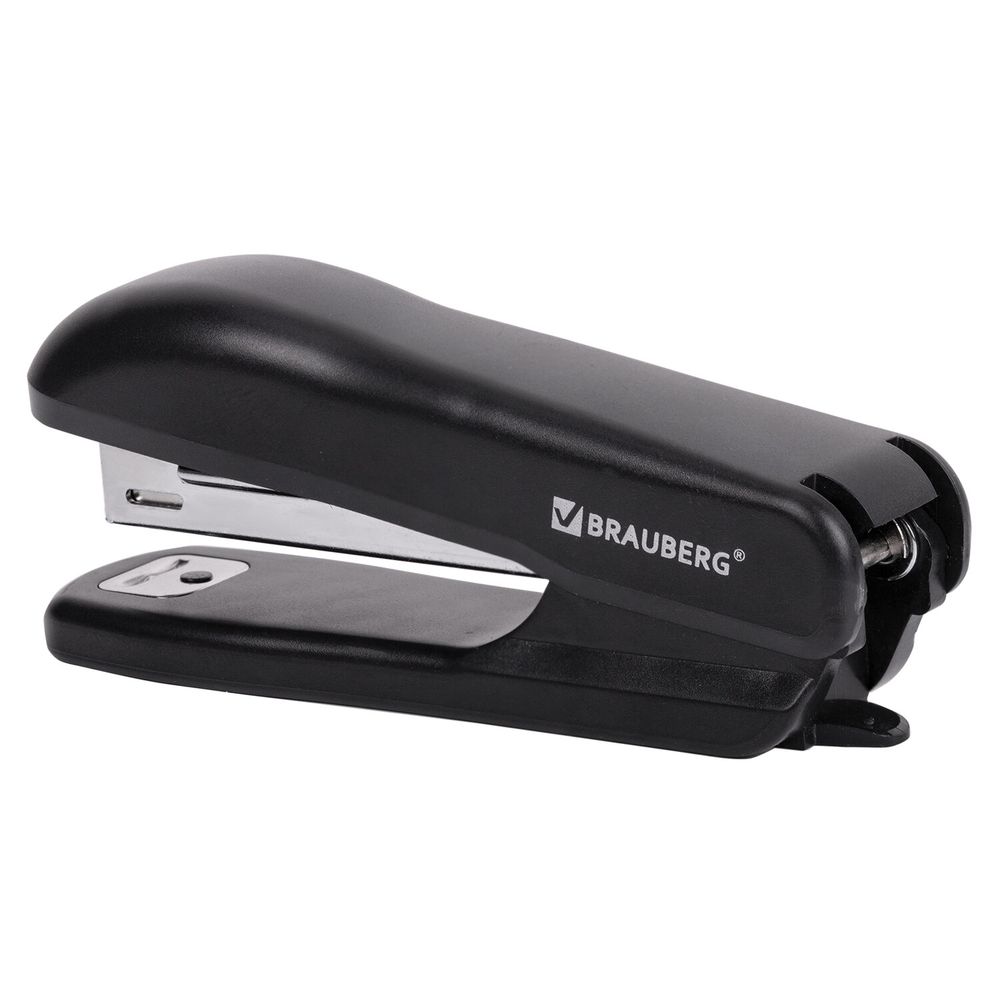 Степлер №10 BRAUBERG "SX-19", до 12 листов, с антистеплером, черный
