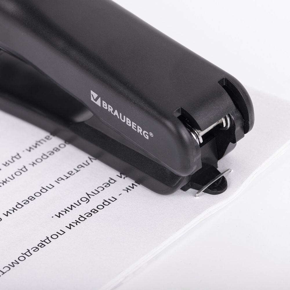 Степлер №10 BRAUBERG "SX-19", до 12 листов, с антистеплером, черный