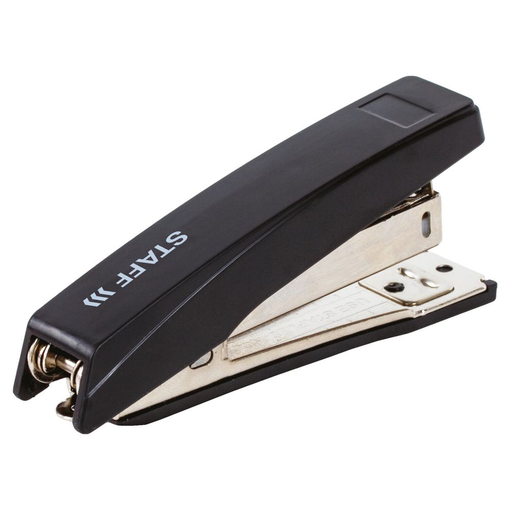 Степлер №10 STAFF "Basic", до 10 листов, с антистеплером, черный