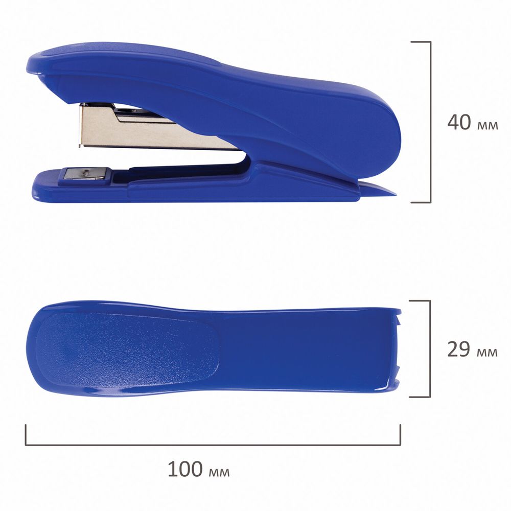 Степлер №10 STAFF "EVERYDAY", до 12 листов, с антистеплером, синий