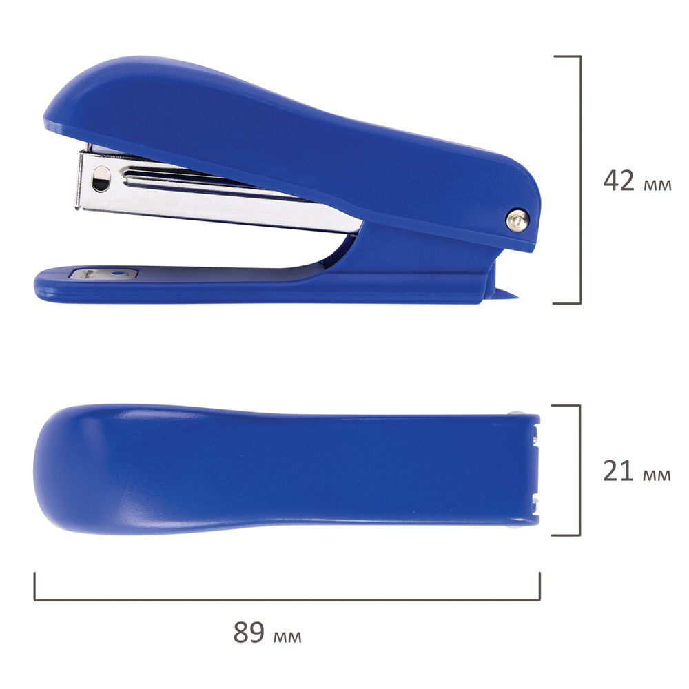 Степлер №10 STAFF "Profit", до 12 листов, с антистеплером, синий