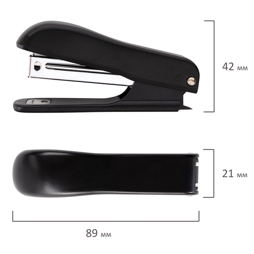 Степлер №10 STAFF "Profit", до 12 листов, с антистеплером, черный