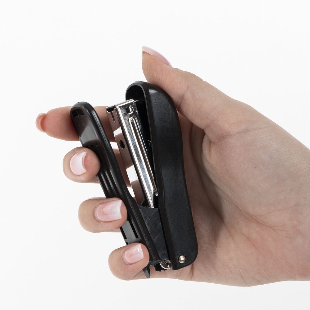 Степлер №10 STAFF "Profit", до 12 листов, с антистеплером, черный