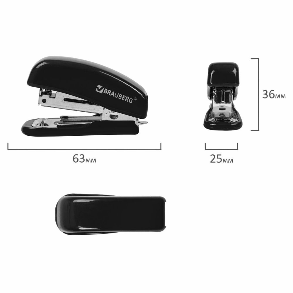Степлер №10 МИНИ BRAUBERG "Classic", до 12 листов, с антистеплером, черный