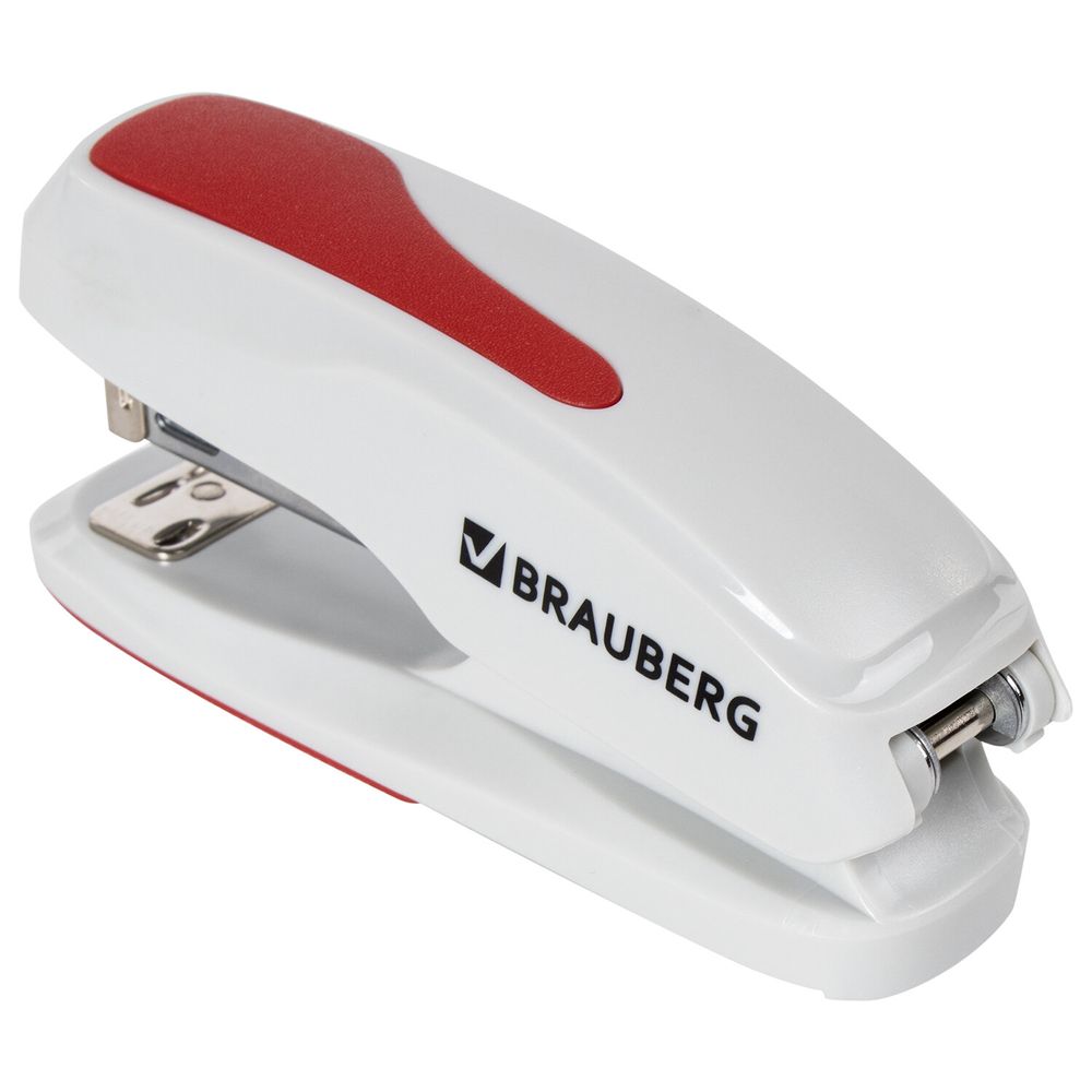 Степлер №24/6, 26/6 BRAUBERG "Extra", до 30 листов, серо-красный