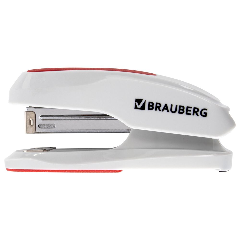 Степлер №24/6, 26/6 BRAUBERG "Extra", до 30 листов, серо-красный