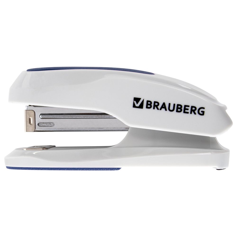 Степлер №24/6, 26/6 BRAUBERG "Extra", до 30 листов, серо-синий