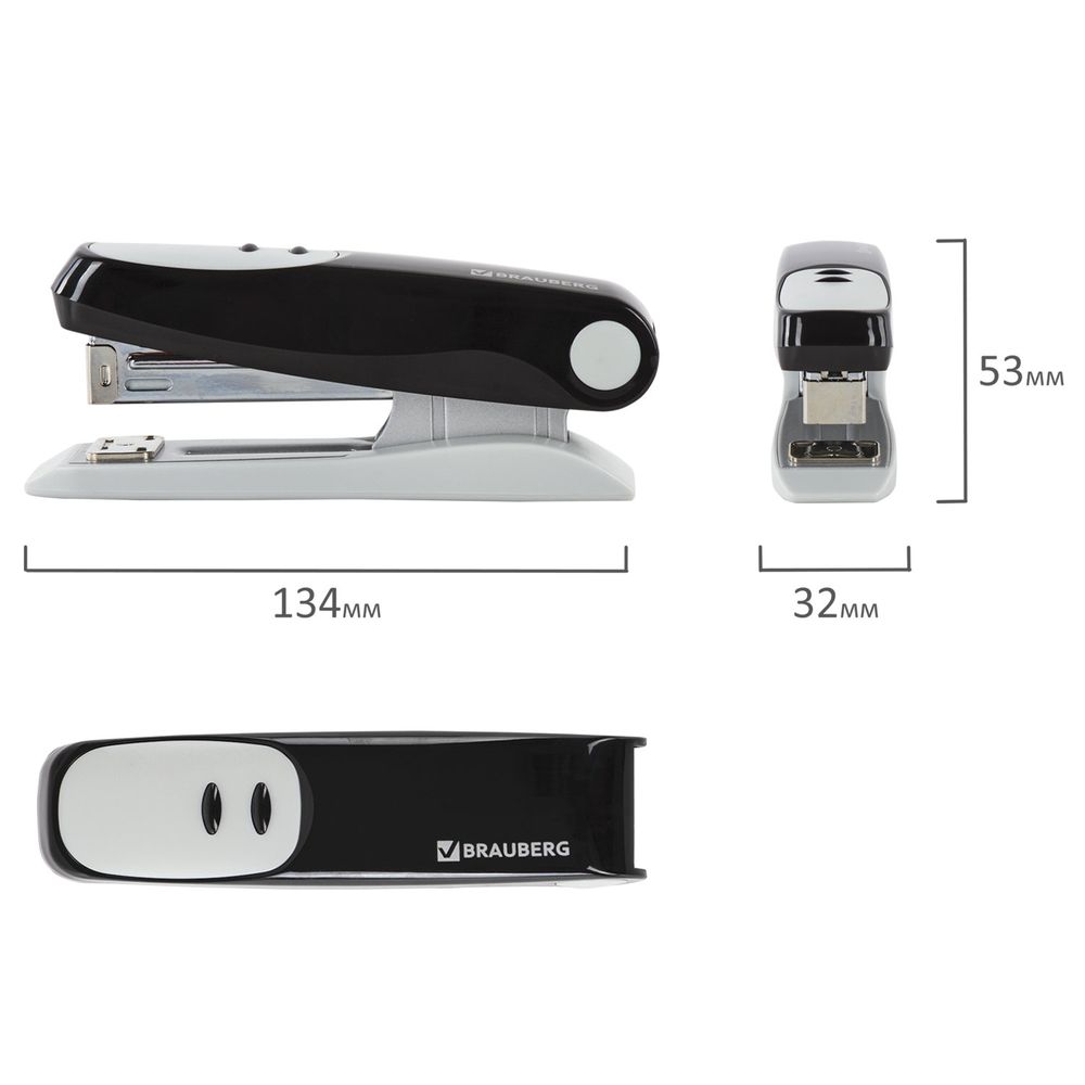 Степлер №24/6, 26/6 BRAUBERG "Germanium", до 20 листов, черный, ГАРАНТИЯ 5 ЛЕТ