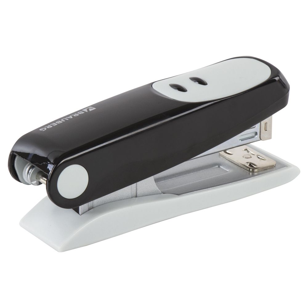 Степлер №24/6, 26/6 BRAUBERG "Germanium", до 20 листов, черный, ГАРАНТИЯ 5 ЛЕТ