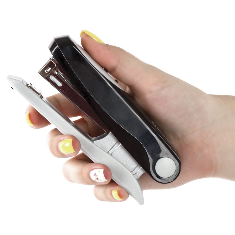 Степлер №24/6, 26/6 BRAUBERG "Germanium", до 20 листов, черный, ГАРАНТИЯ 5 ЛЕТ