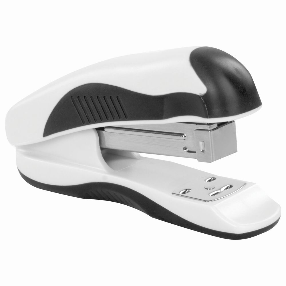 Степлер №24/6, 26/6 BRAUBERG "JET PRO", до 25 листов, эргономичный, бело-черный