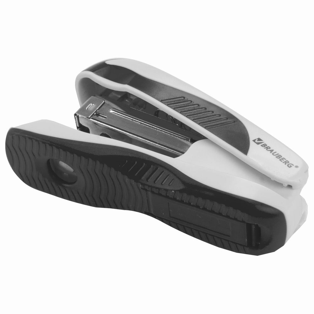 Степлер №24/6, 26/6 BRAUBERG "JET PRO", до 25 листов, эргономичный, бело-черный