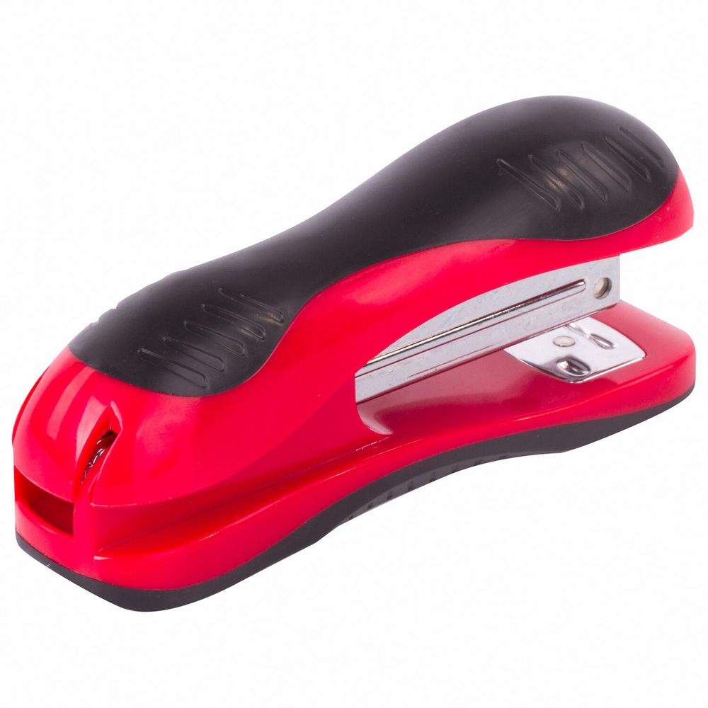 Степлер №24/6, 26/6 BRAUBERG "JET", до 25 листов, эргономичный, красно-черный