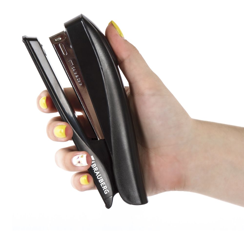 Степлер №24/6, 26/6 BRAUBERG "ST-100", до 20 листов, черный