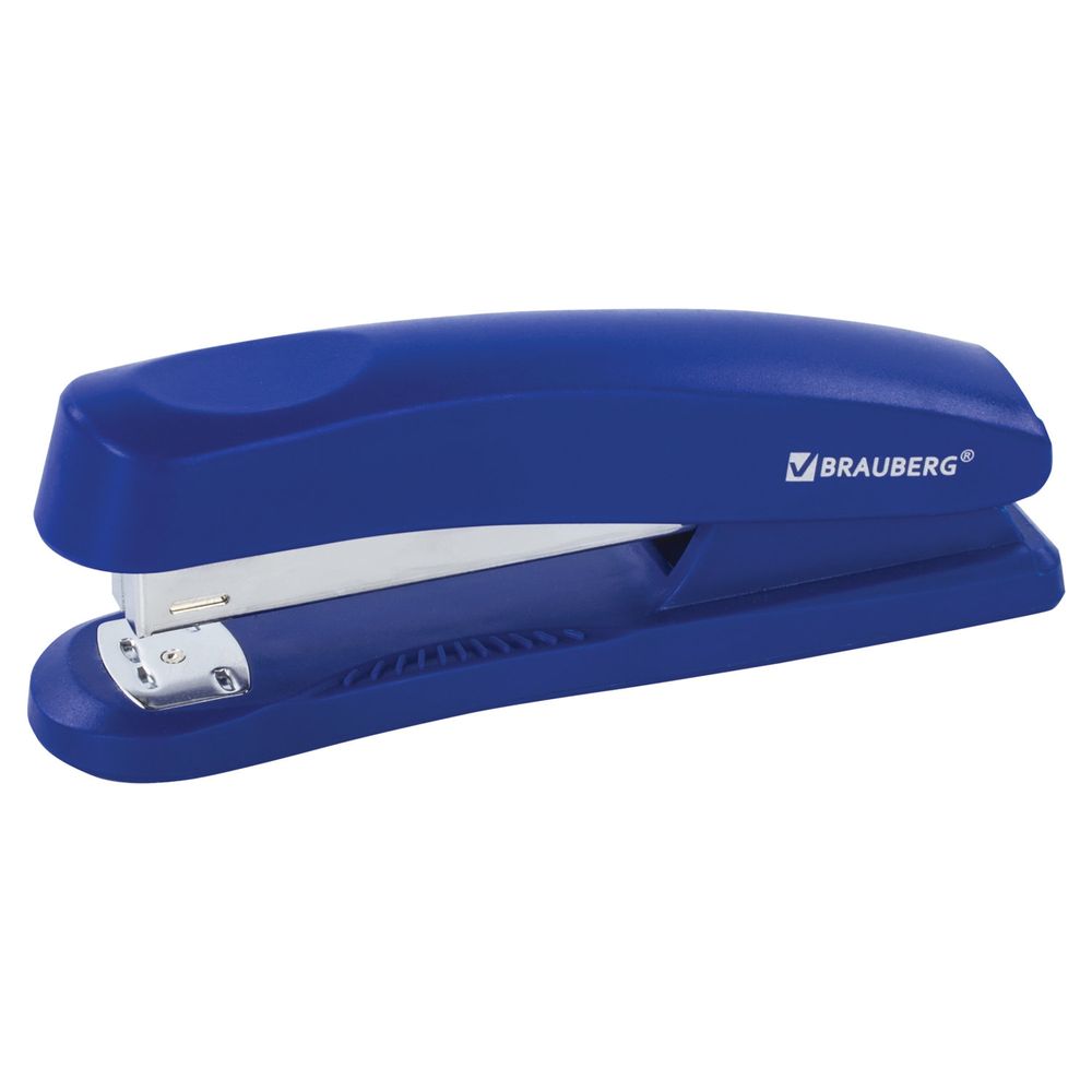 Степлер №24/6, 26/6 BRAUBERG "Standard+", до 30 листов, полнозагрузочный, синий