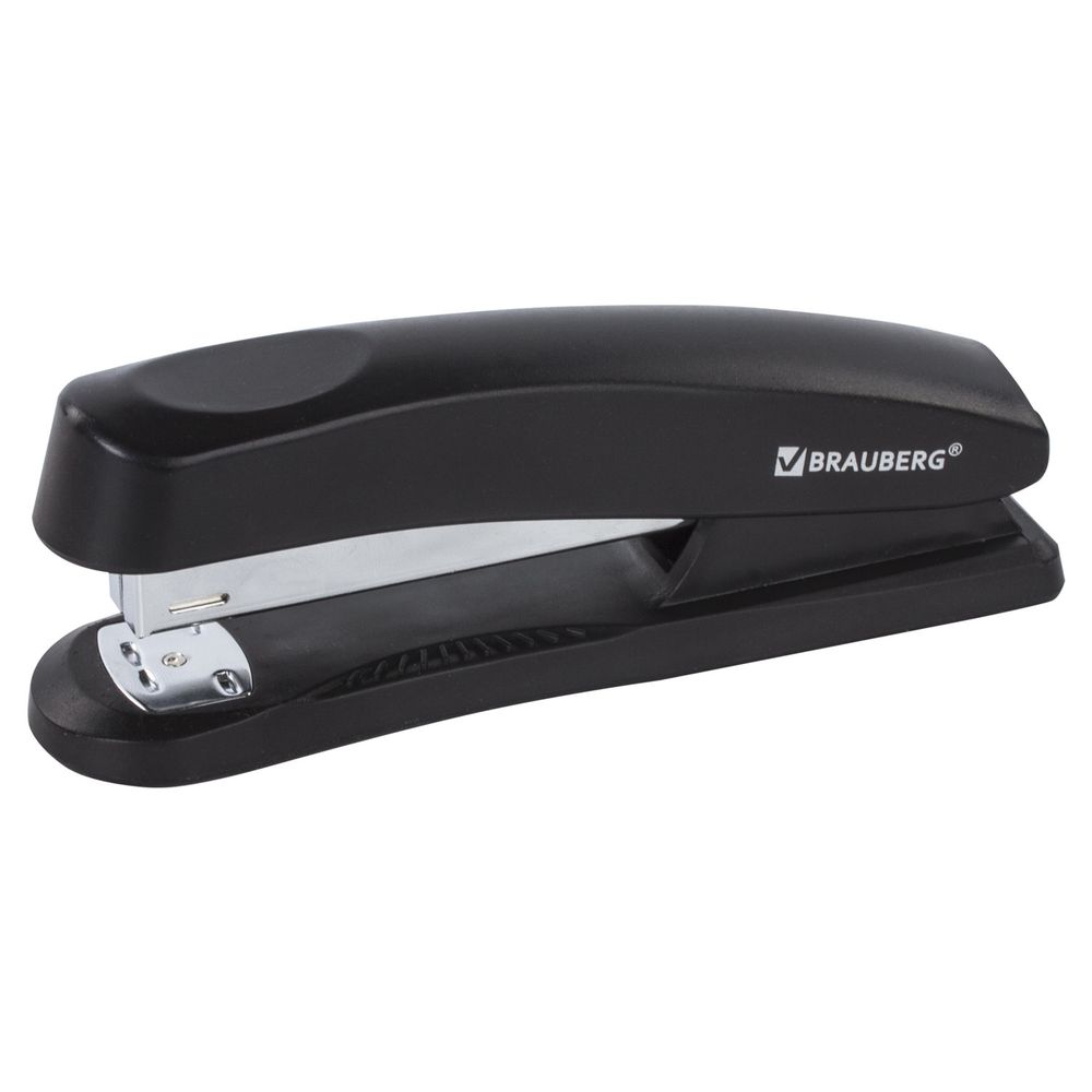 Степлер №24/6, 26/6 BRAUBERG "Standard+", до 30 листов, полнозагрузочный,черный