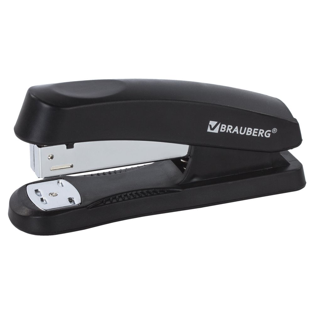 Степлер №24/6, 26/6 BRAUBERG "Standard+", до 30 листов, черный