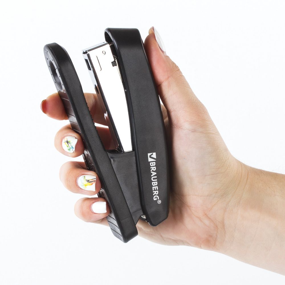 Степлер №24/6, 26/6 BRAUBERG "Standard+", до 30 листов, черный