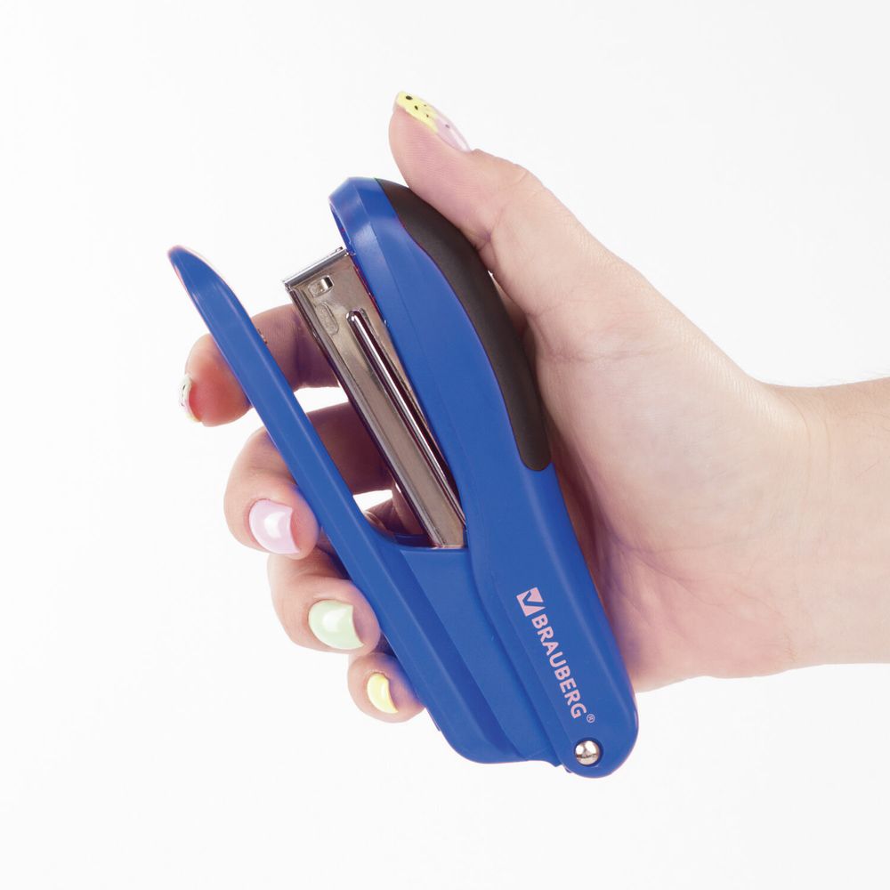 Степлер №24/6, 26/6 BRAUBERG "SX-39", до 25 листов, синий