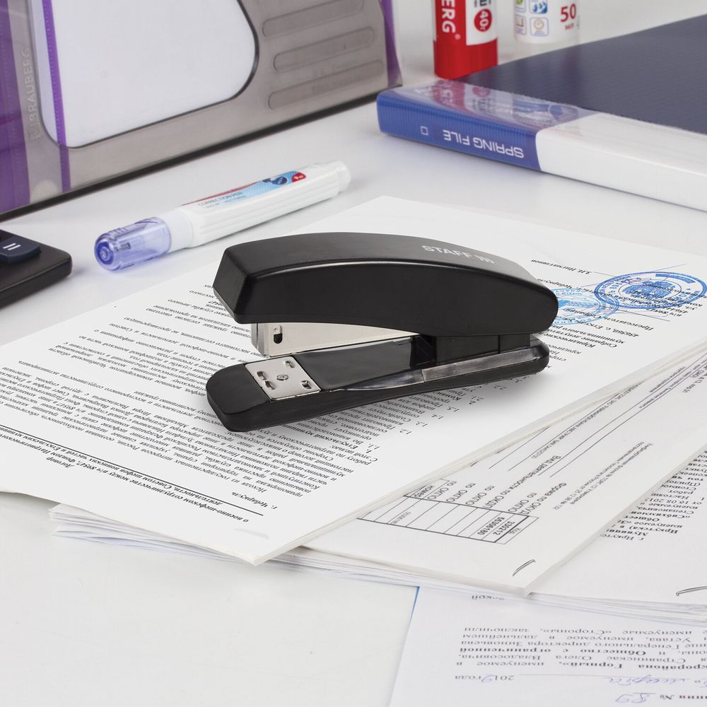 Степлер №24/6, 26/6 STAFF "Basic", до 20 листов, черный