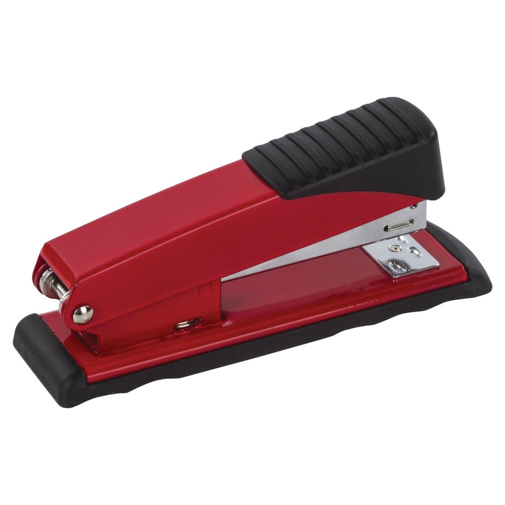 Степлер №24/6, 26/6 металлический BRAUBERG "Office", до 30 листов, красный