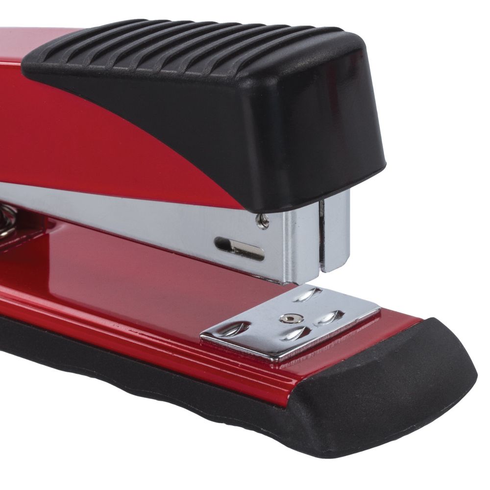 Степлер №24/6, 26/6 металлический BRAUBERG "Office", до 30 листов, красный