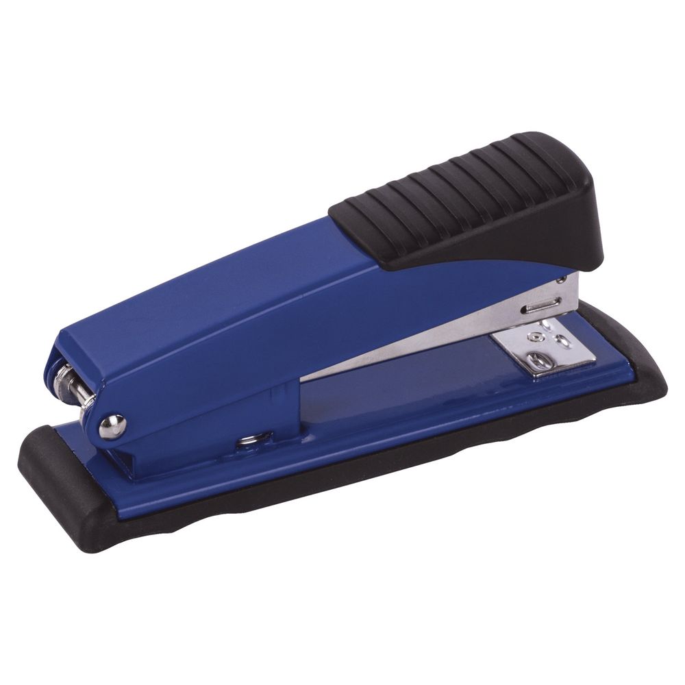 Степлер №24/6, 26/6 металлический BRAUBERG "Office", до 30 листов, синий