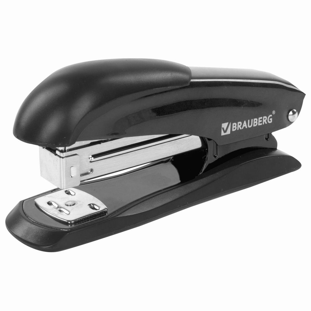 Степлер №24/6, 26/6 металлический BRAUBERG "Office-Expert", до 25 листов, черный