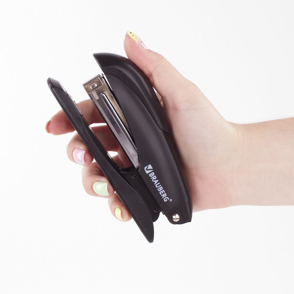 Степлер №24/6, 26/6 металлический BRAUBERG "Office-Expert", до 25 листов, черный