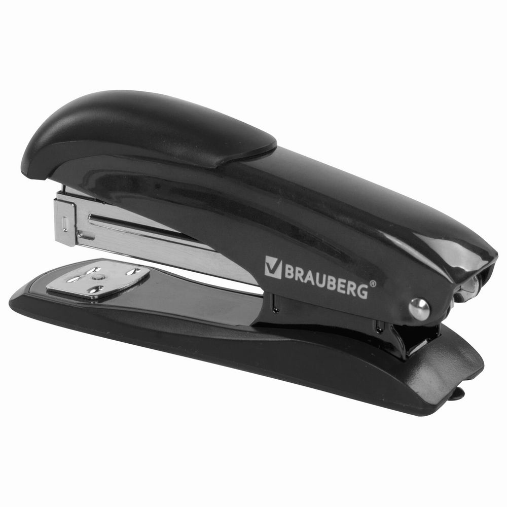 Степлер №24/6, 26/6 металлический BRAUBERG "Office-Expert", до 25 листов, черный
