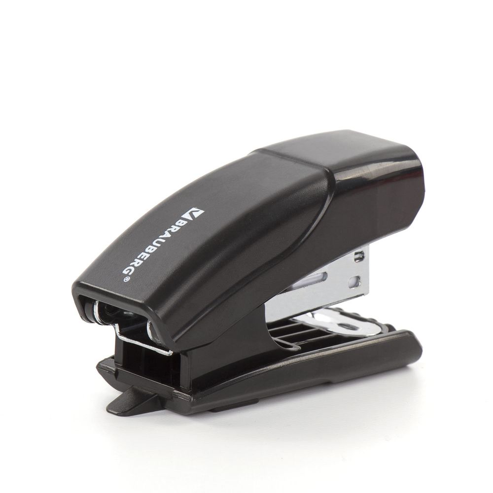 Степлер №24/6, 26/6 МИНИ BRAUBERG "Black Jack", до 18 листов, антистеплер, черный