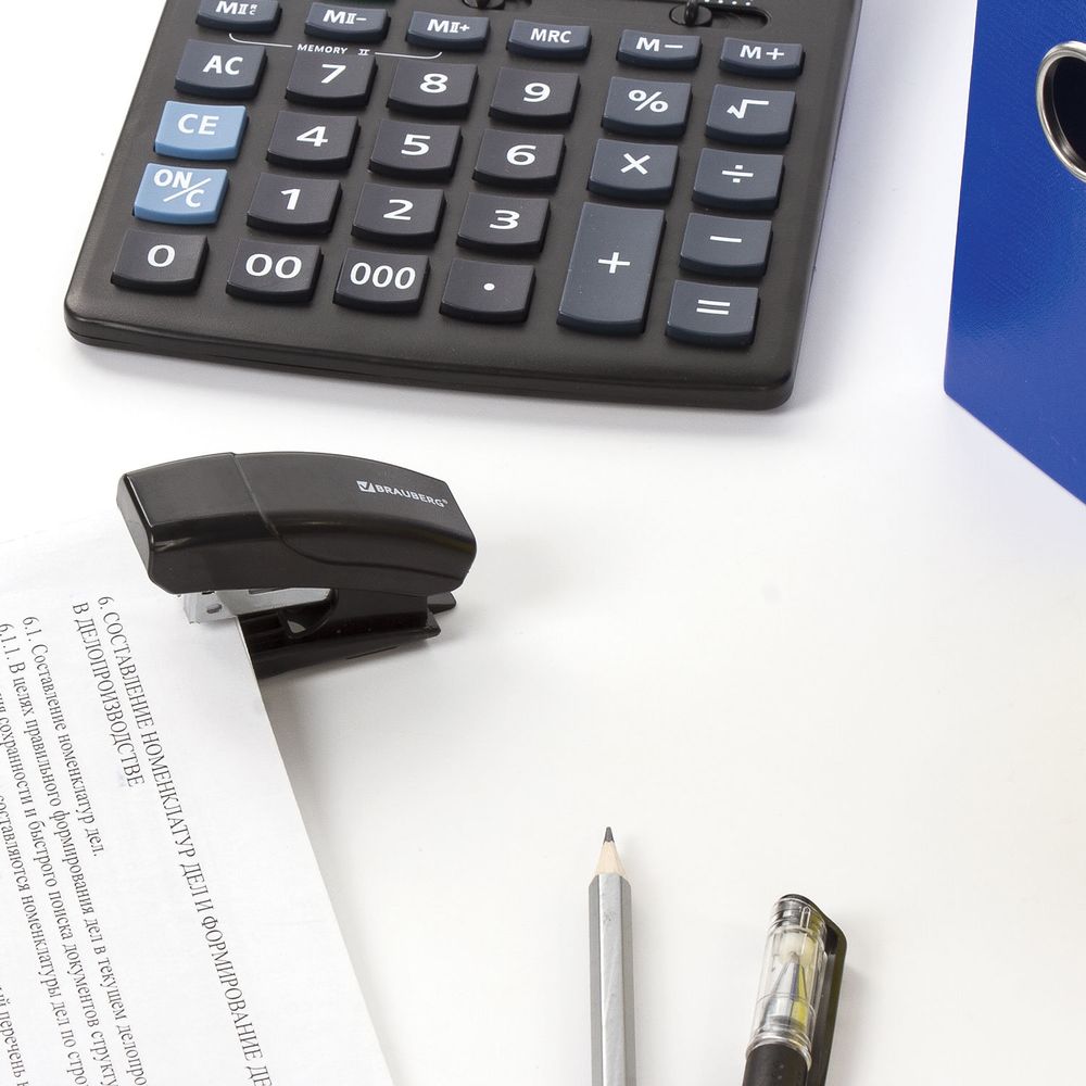 Степлер №24/6, 26/6 МИНИ BRAUBERG "Black Jack", до 18 листов, антистеплер, черный