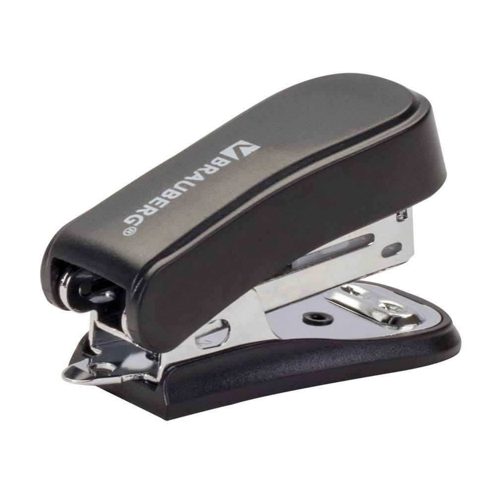 Степлер №24/6, 26/6 МИНИ BRAUBERG "Standard", до 25 листов, с антистеплером, черный