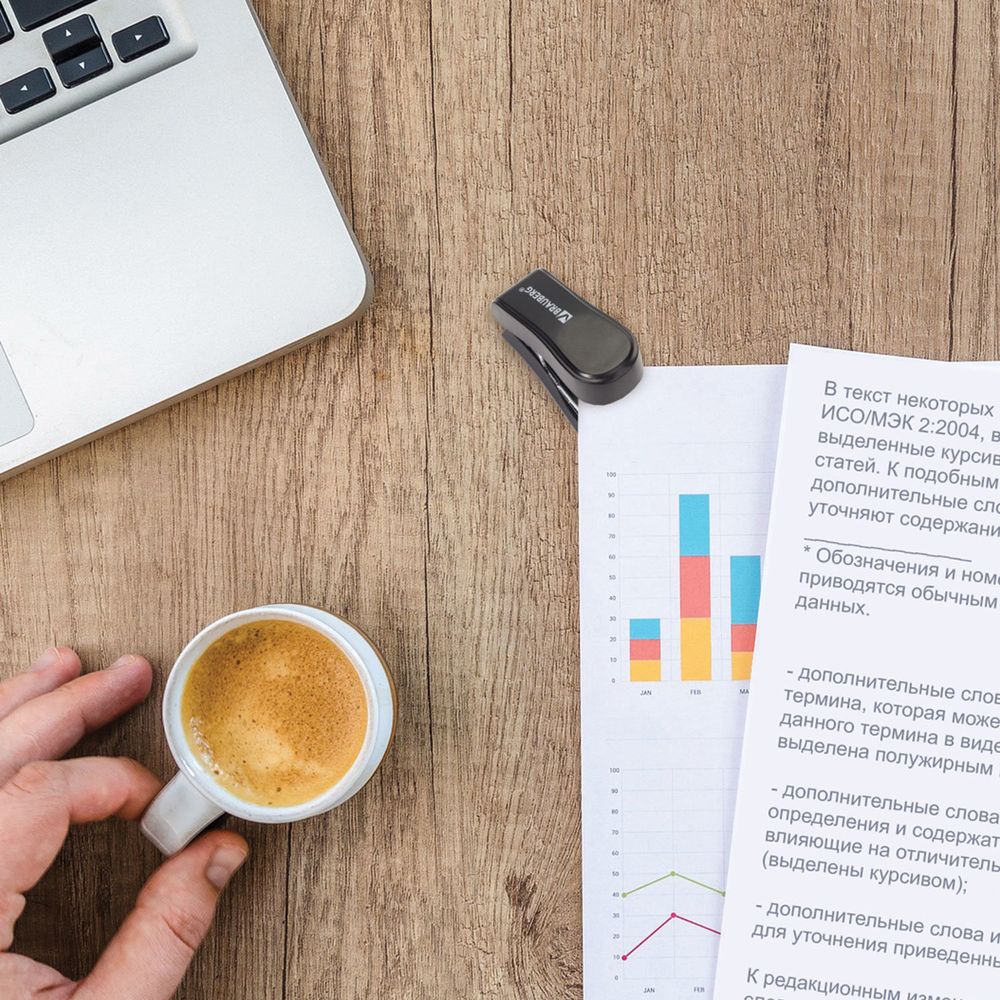 Степлер №24/6, 26/6 МИНИ BRAUBERG "Standard", до 25 листов, с антистеплером, черный