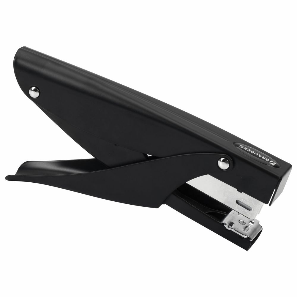 Степлер-плаер BRAUBERG "Extra Easy Press", №24/6, до 30 листов, металлический корпус, черный