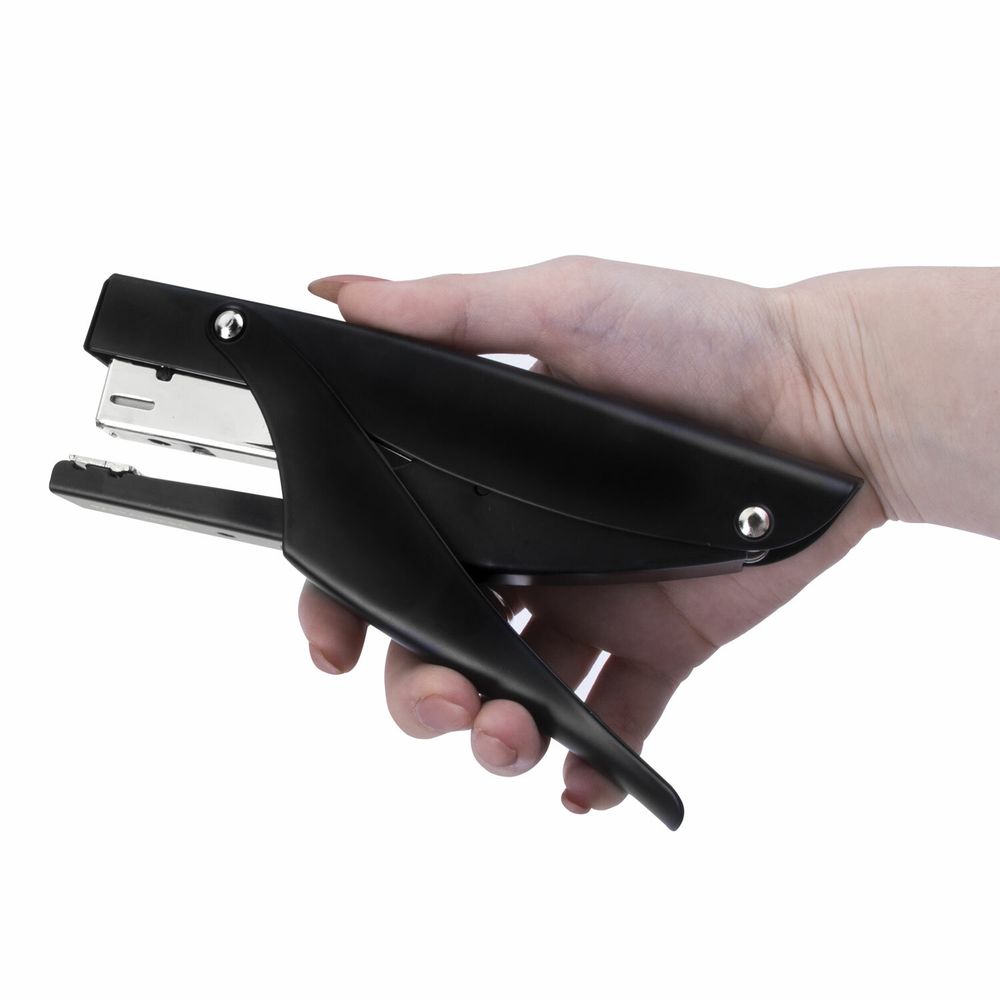 Степлер-плаер BRAUBERG "Extra Easy Press", №24/6, до 30 листов, металлический корпус, черный