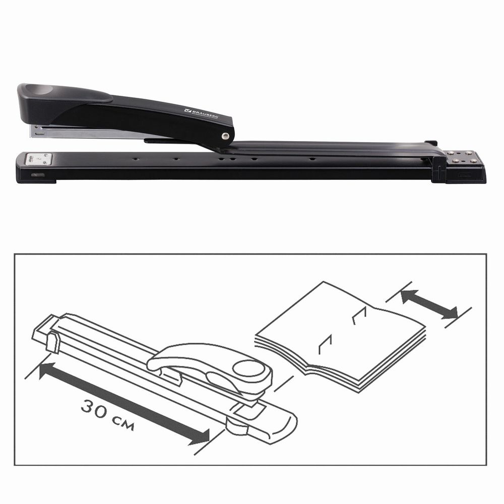 Степлер брошюровочный №24/6, 26/6 BRAUBERG "Universal", до 25 листов, черный