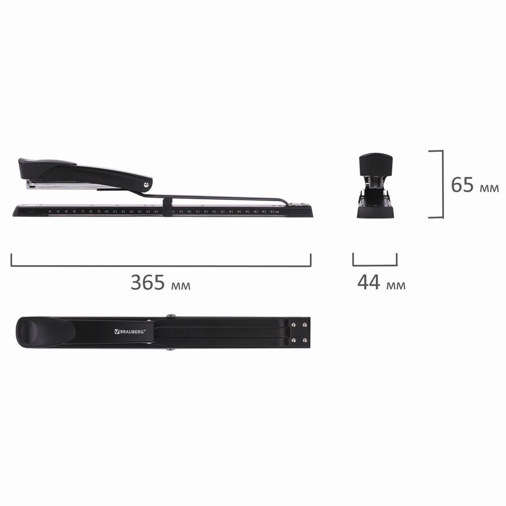 Степлер брошюровочный №24/6, 26/6 BRAUBERG "Universal", до 25 листов, черный