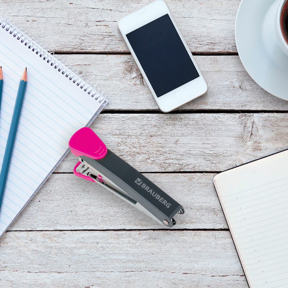 Степлер №10 металлический BRAUBERG "UNIVERSAL GT", до 16 листов,с антистеплером, красный