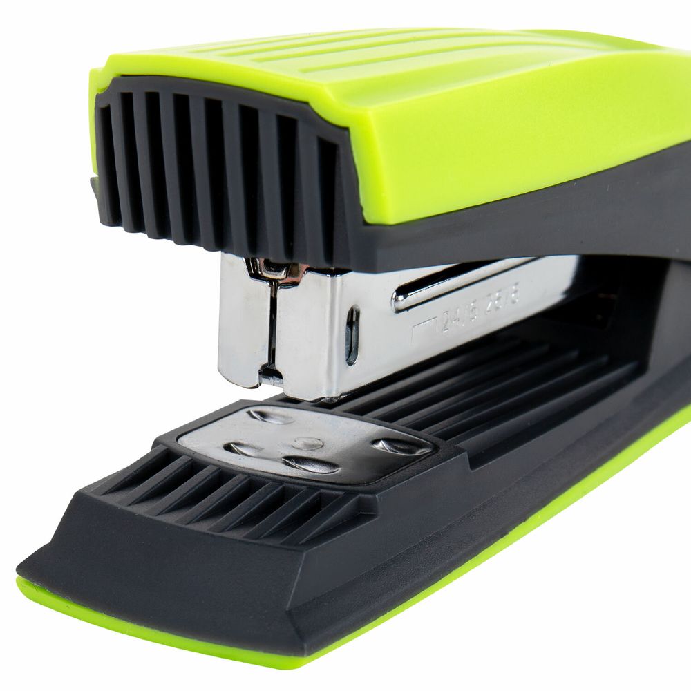 Степлер №24/6, 26/6 BRAUBERG "SUPER", до 30 листов, зелено-черный