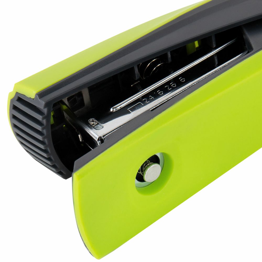 Степлер №24/6, 26/6 BRAUBERG "SUPER", до 30 листов, зелено-черный