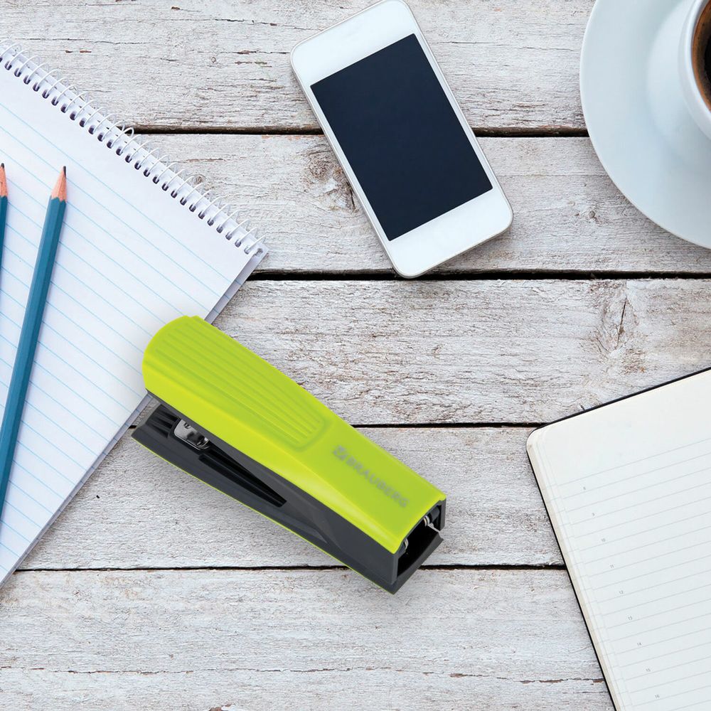 Степлер №24/6, 26/6 BRAUBERG "SUPER", до 30 листов, зелено-черный