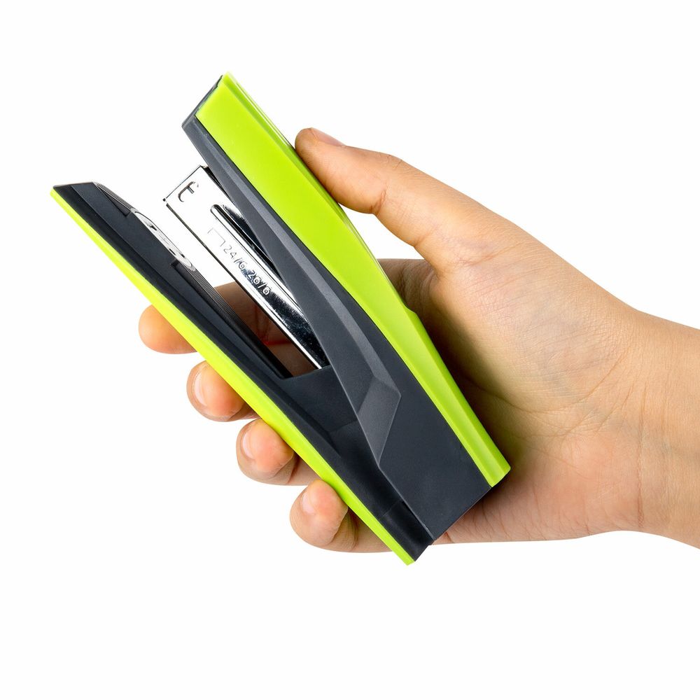 Степлер №24/6, 26/6 BRAUBERG "SUPER", до 30 листов, зелено-черный