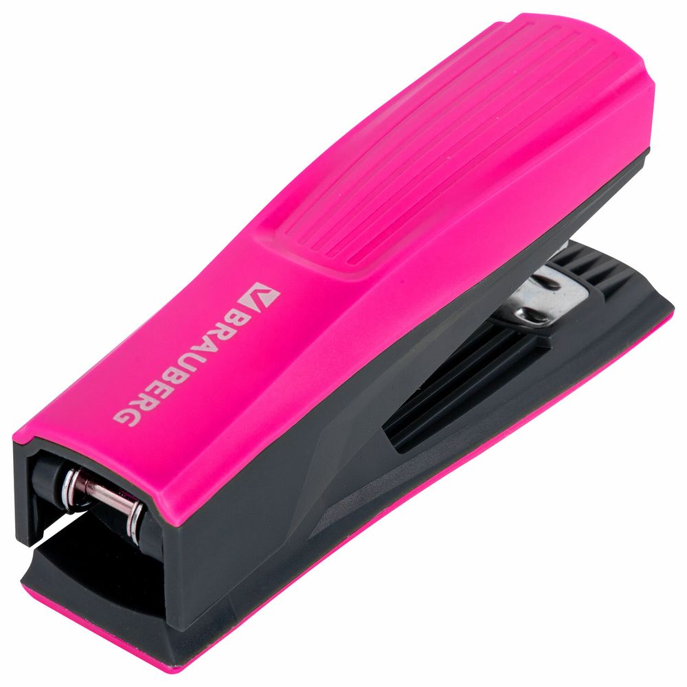 Степлер №24/6, 26/6 BRAUBERG "SUPER", до 30 листов, маджента и черный