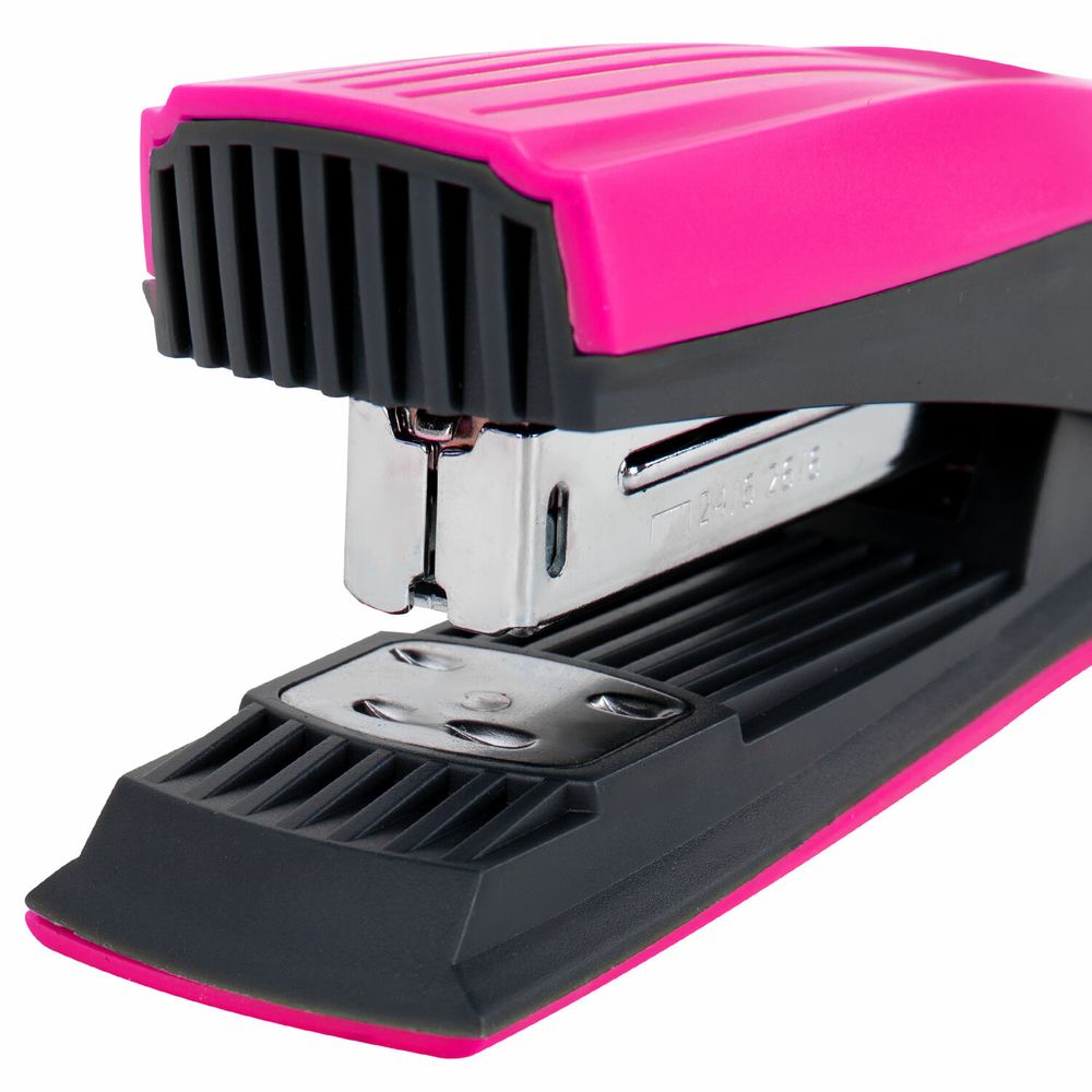 Степлер №24/6, 26/6 BRAUBERG "SUPER", до 30 листов, маджента и черный