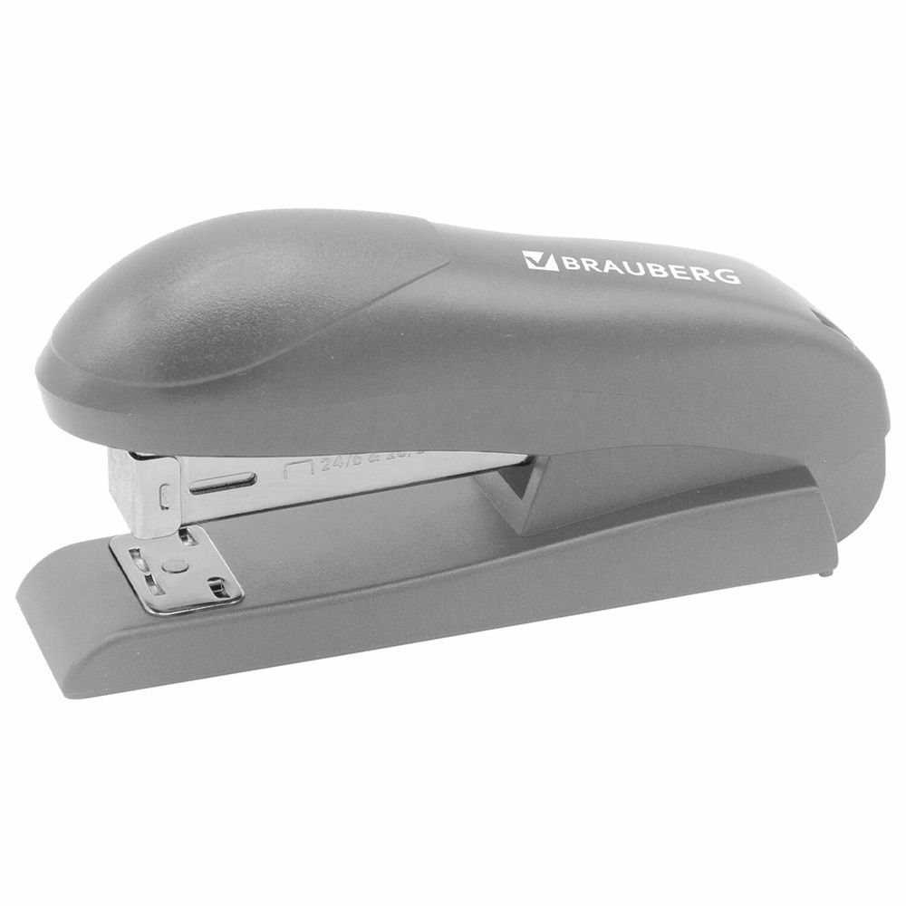 Степлер №24/6, №26/6 BRAUBERG "UNIVERSAL", до 30 листов, на 100 скоб, серый