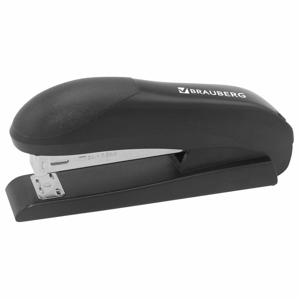 Степлер №24/6, №26/6 BRAUBERG "UNIVERSAL+", до 30 листов, полнозагрузочный,на 150 скоб, черный