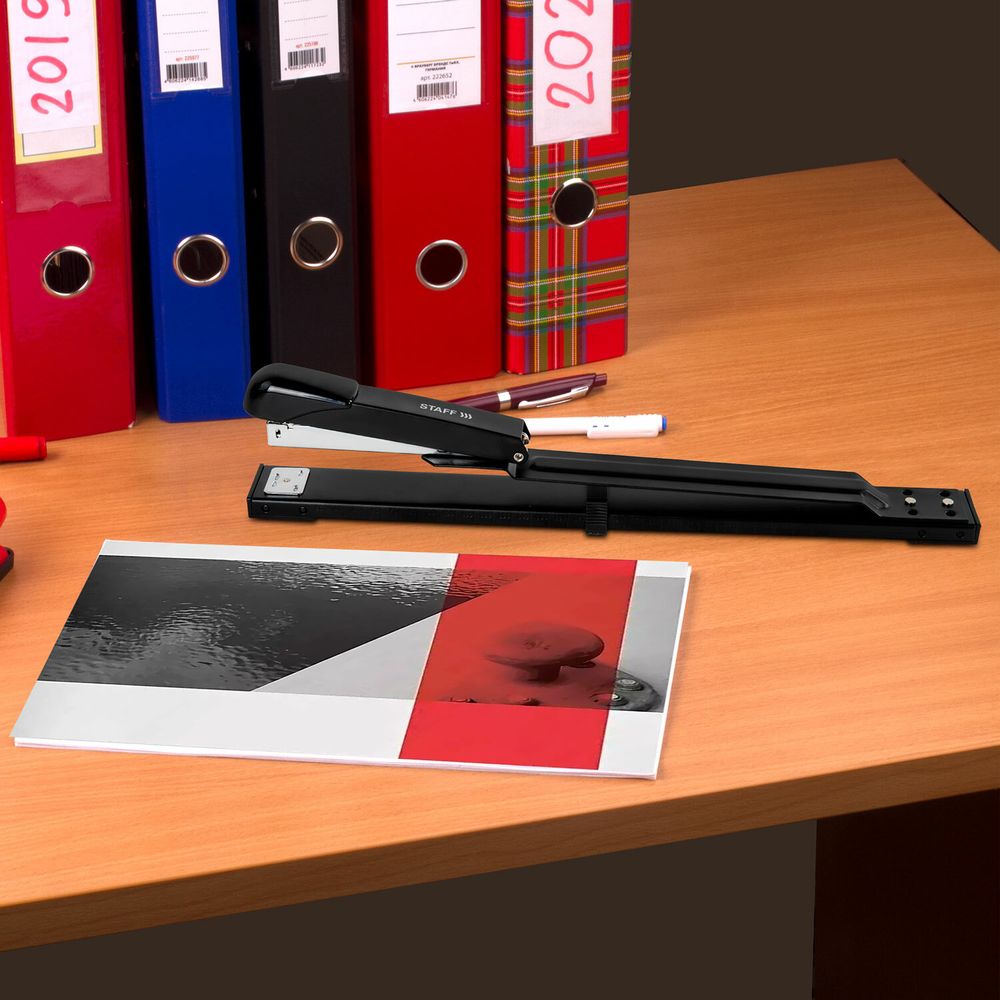 Степлер брошюровочный №24/6, 26/6 STAFF "Manager", до 25 листов, черный